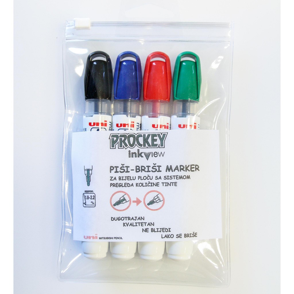Marker Uni pak pwb-202 za bijelu ploču crni, crveni, plavi, zeleni 4/1