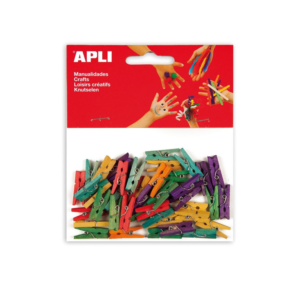 Štipaljke Apli 25x3mm mini drvene u boji 45/1 13479
