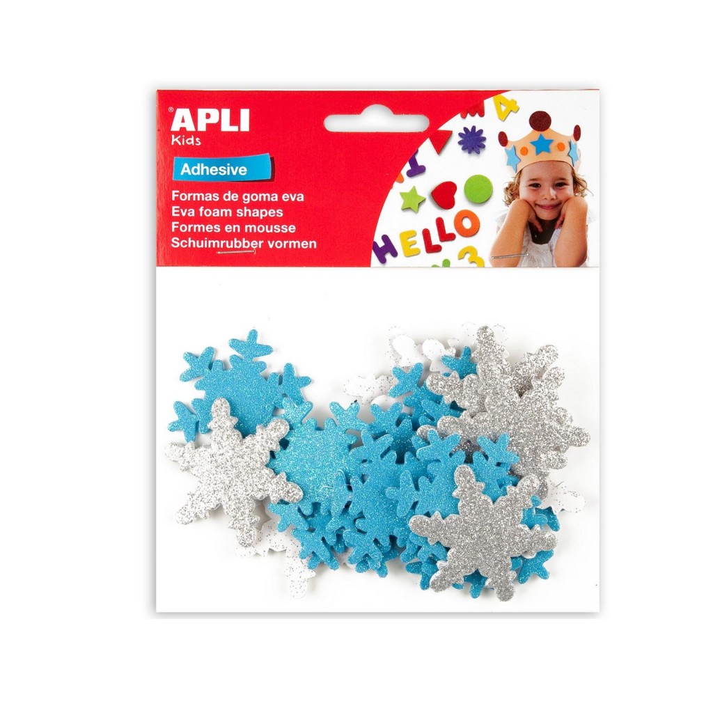Naljepnice Apli gliter pahuljice srebrno-plave 22/1 13488