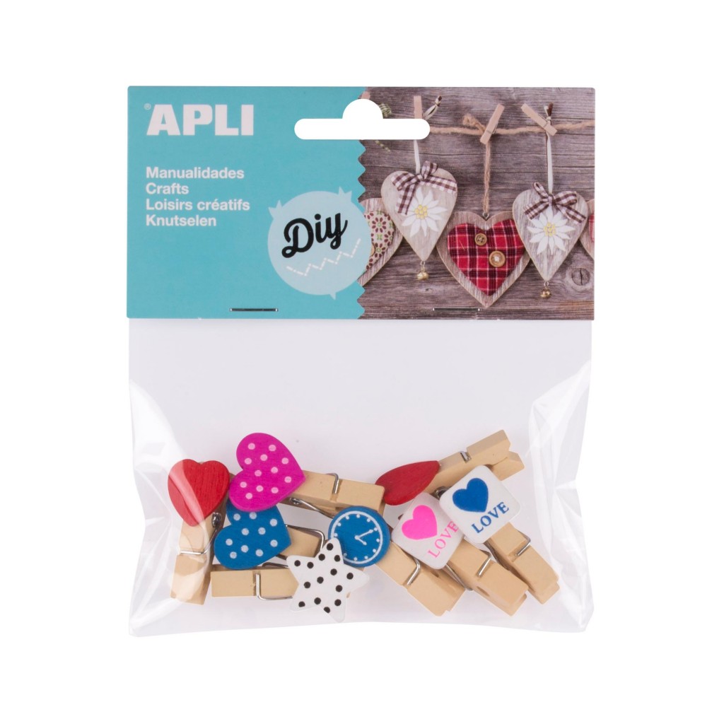 Štipaljke Apli 35x5mm mini drvene razni oblici 8/1 14784