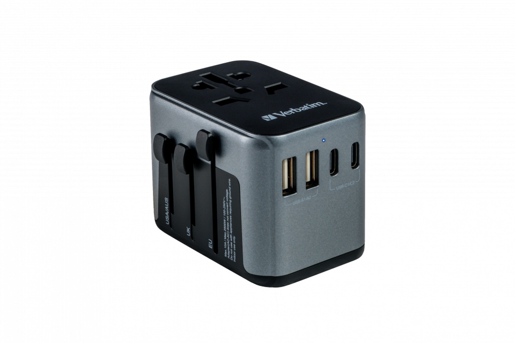 Adapter Verbatim UTA-03 #49545 univerzalni putni, USB-C PD & QC, 2 USB-C, 2 USB-...