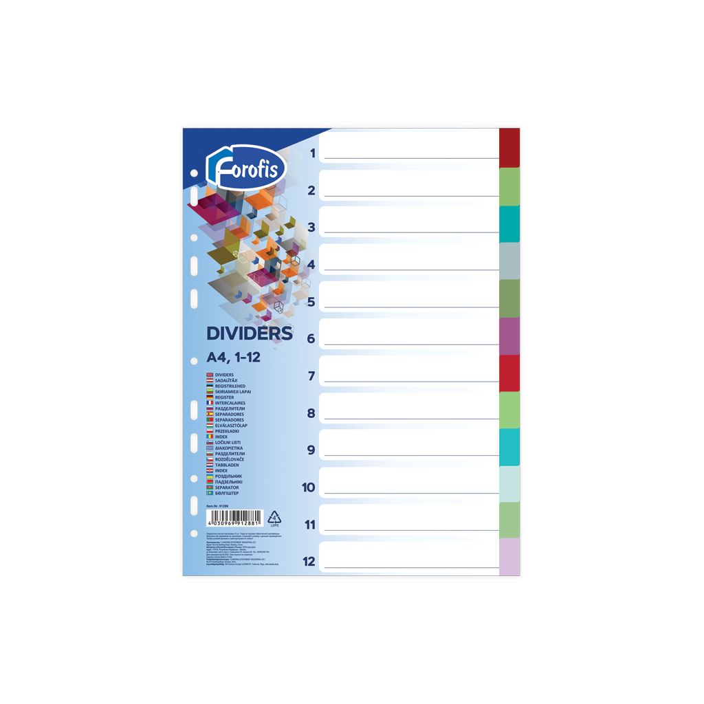 Pregrada plastična Forofis A4 12 boja 91288