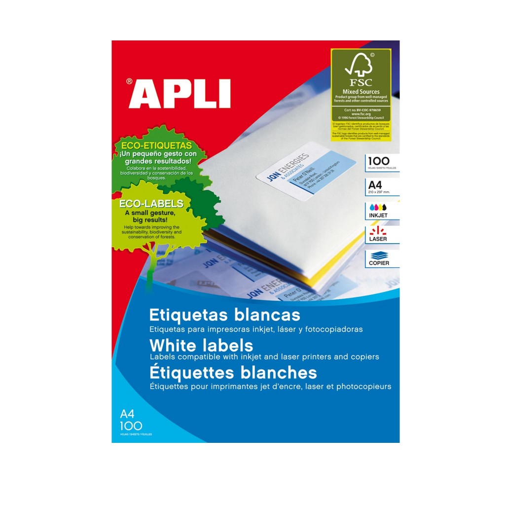 Naljepnica Apli 48,5x25,4mm bijela 100L 3129/1285