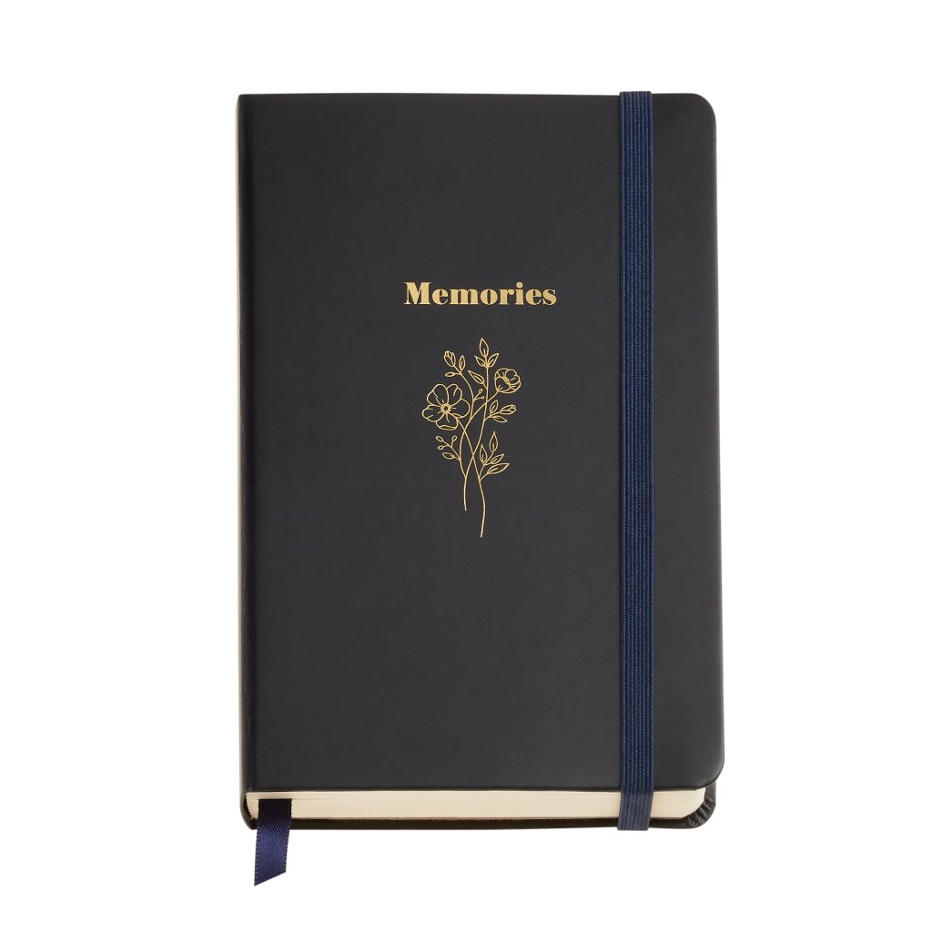 Dnevnik Miquelrius British Bouquet 90x140mm 100g čist crni s zlatnim natpisom M...