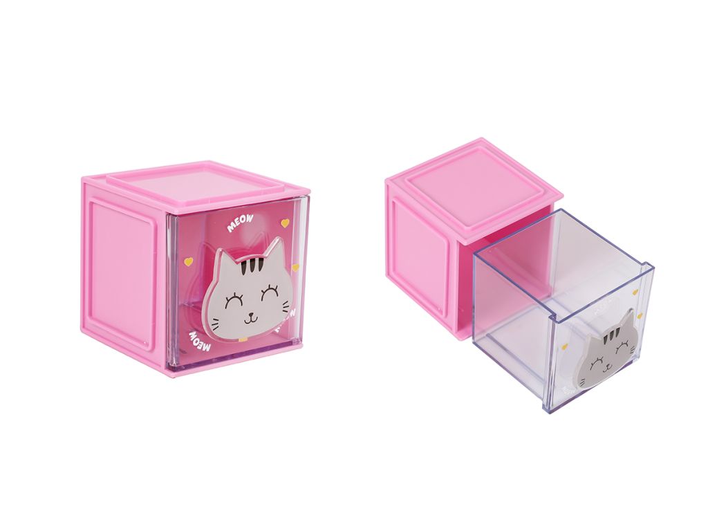 Organizator stolni iTotal kockasti Cat siva 9x9x9,5cm XL2963