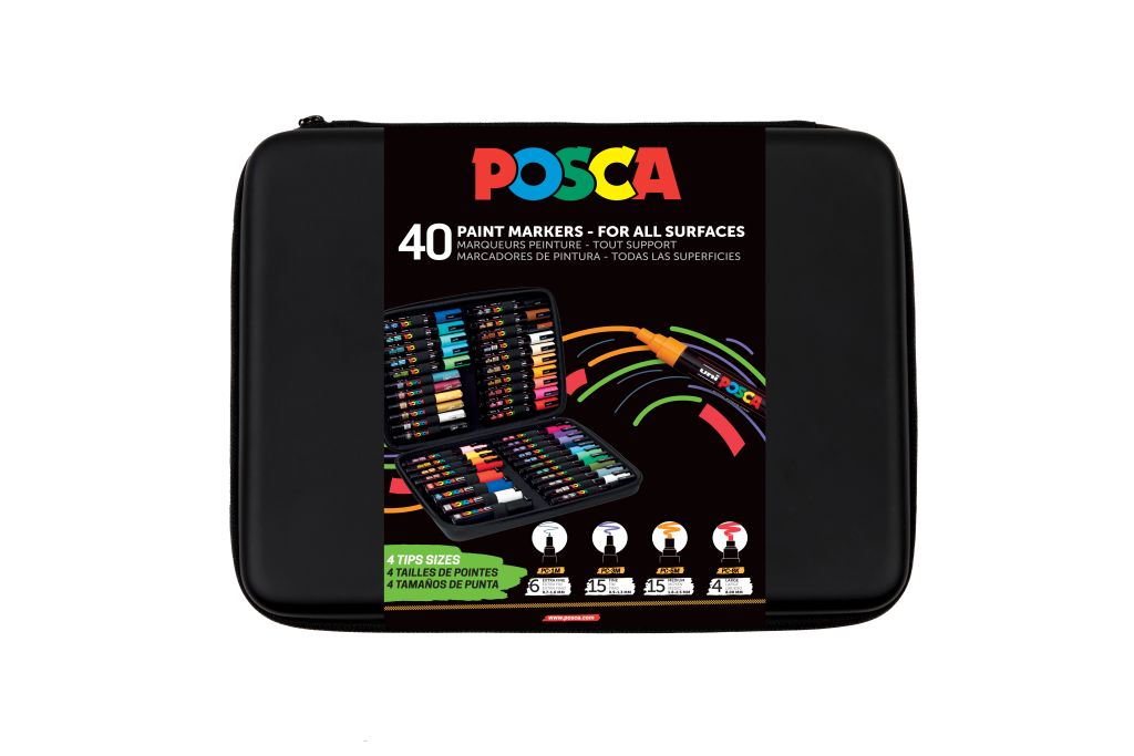 Marker Uni gift set Posca Art case u gumiranoj pernici (mix pc-1m/ pc-3m/pc-5m/p...