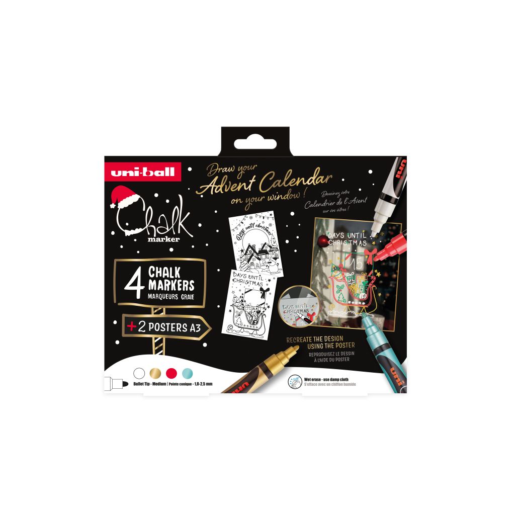 Marker Uni božićni gift set Chalk kreda marker (traditional) pwe-5m 4 kom + 2 ...