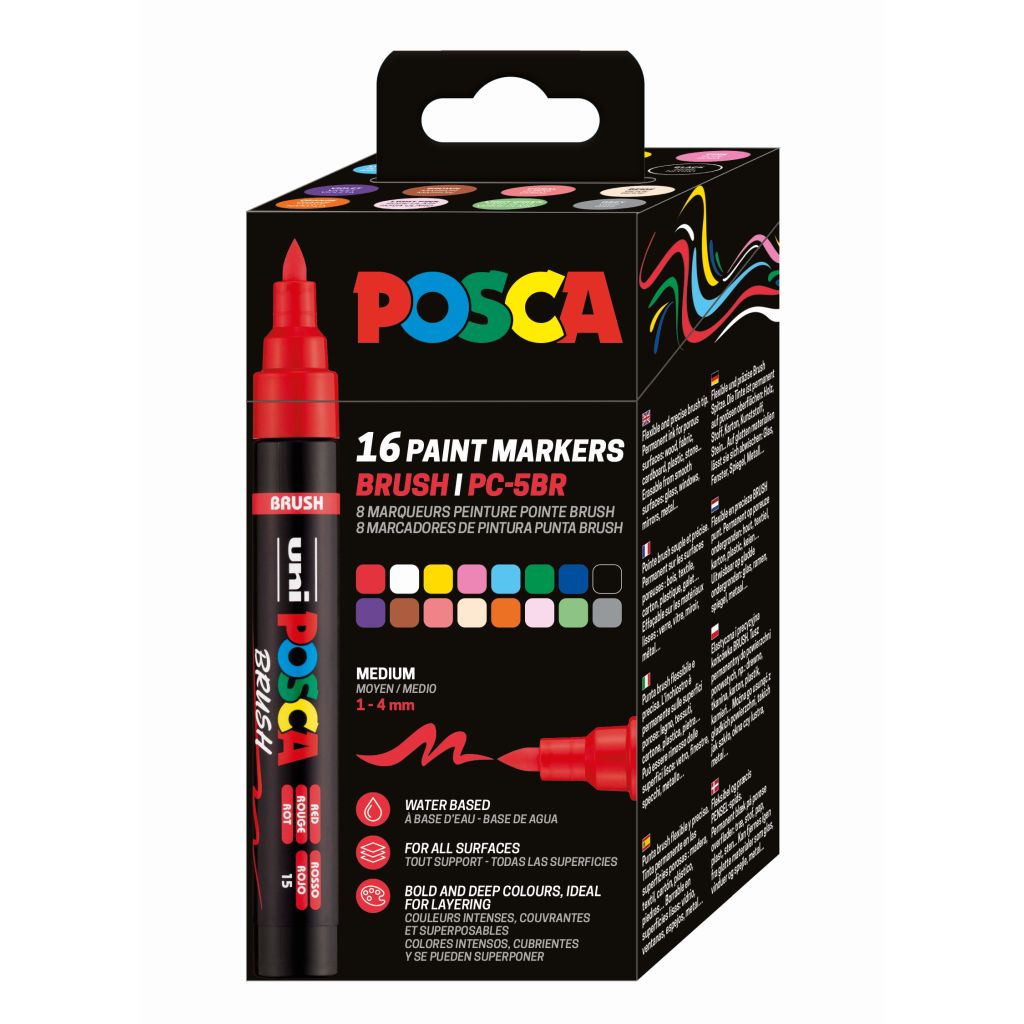 Uni pak marker Posca pc-5br brush sve boje 16/1 plastic free pakiranje