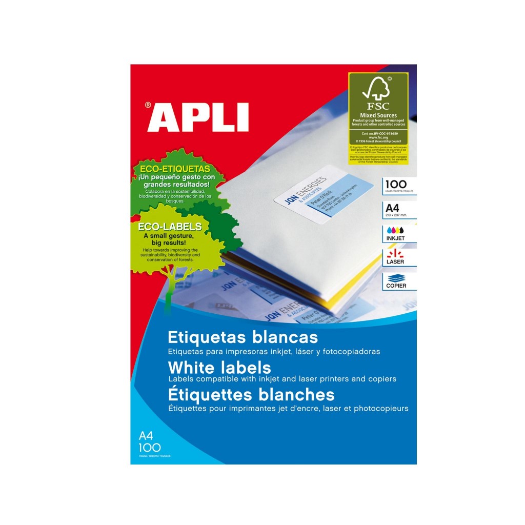 Naljepnica Apli 105x148mm bijela 100L 1280