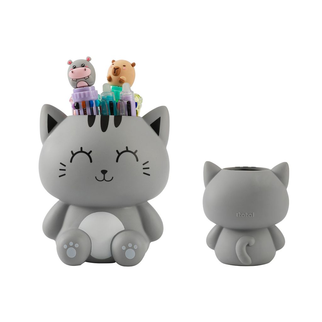 Čaša za olovke iTotal Cat siva 3D XL3015