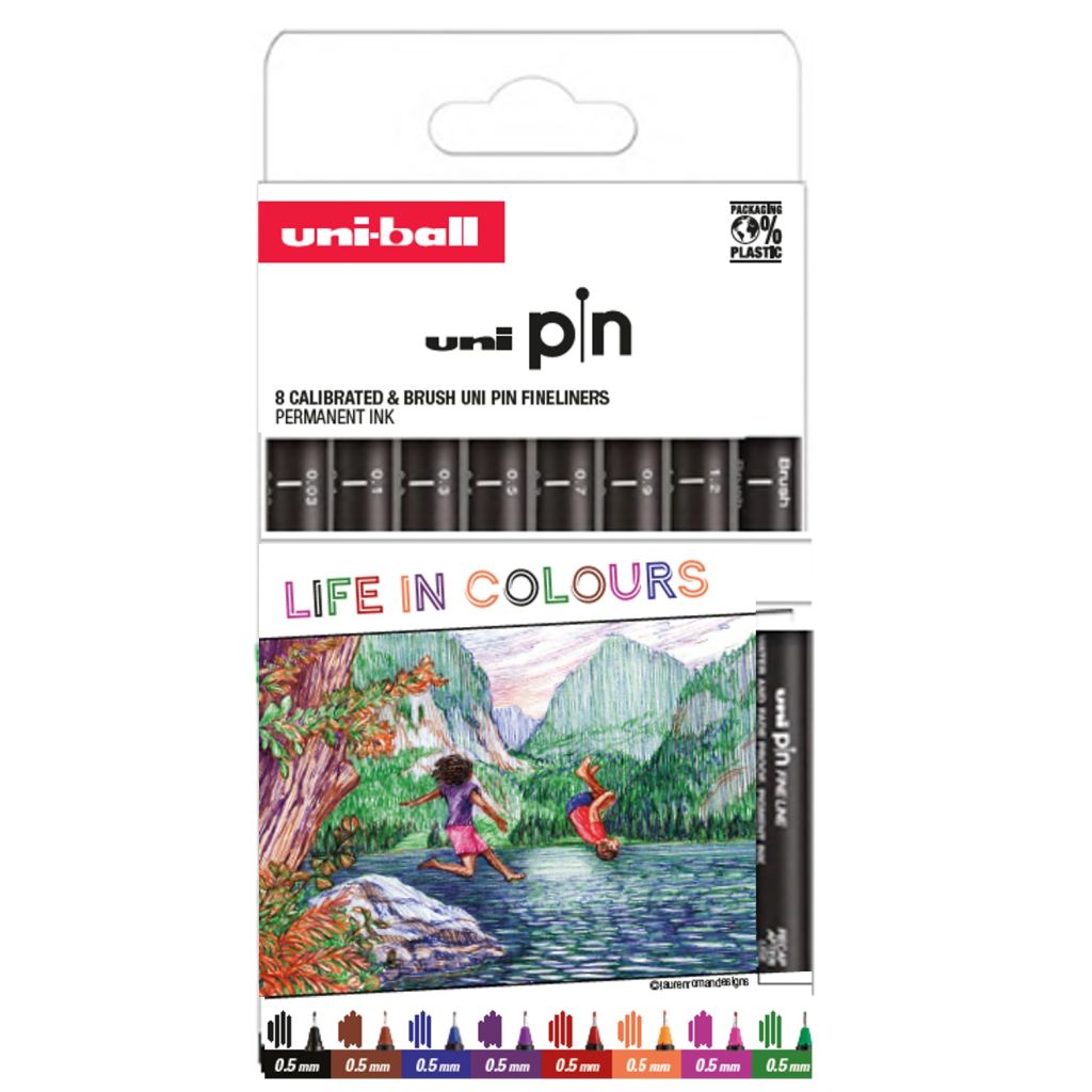 Marker Uni PIN05-200 set 8P Life in colours (LS)