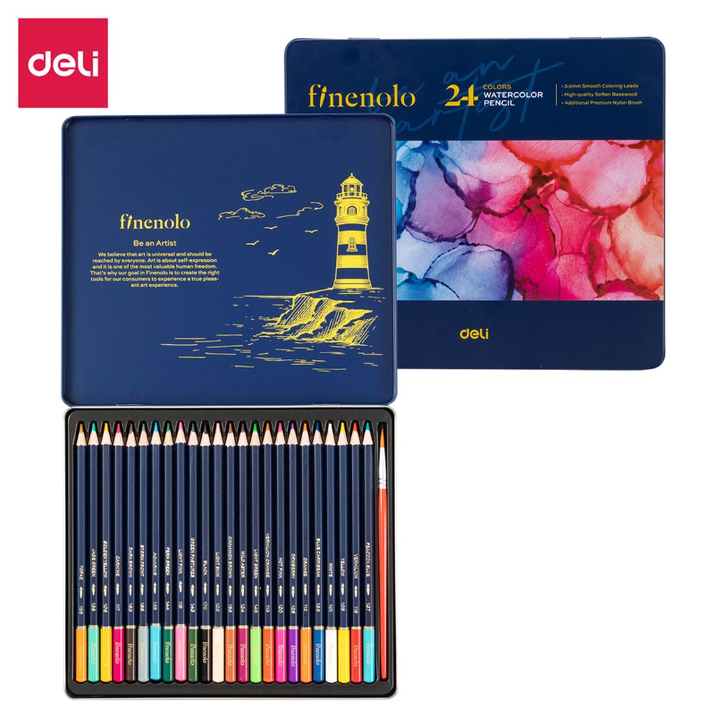 Umjetnički set Deli Finenolo akvarelne olovke 24 kom u metalnoj kutiji EC129-24...