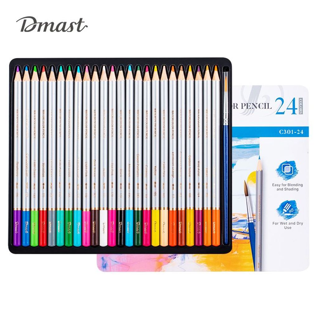 Umjetnički set Deli Dmast akvarelne olovke 3,0mm 24 kom u metalnoj kutiji EC301...