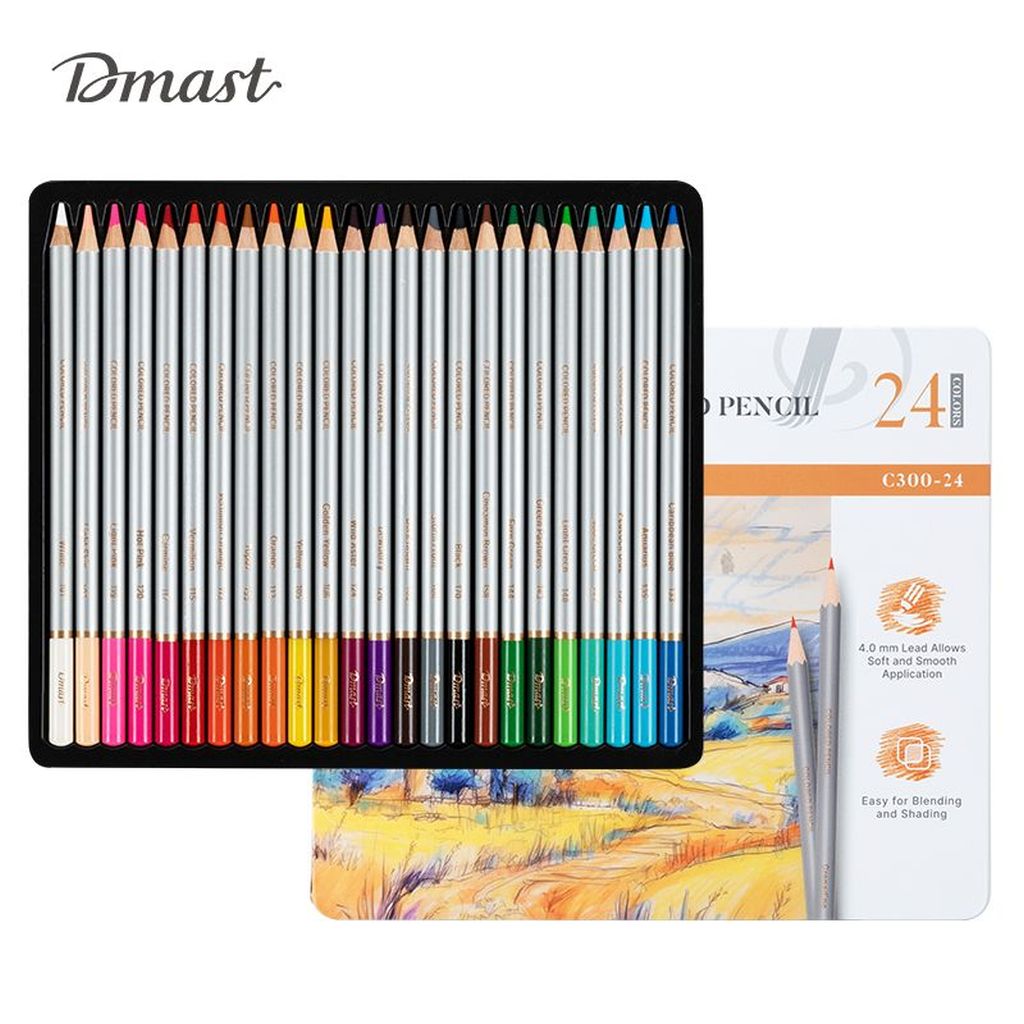 Umjetnički set Deli Dmast akvarelne olovke 4,0mm 24 kom u metalnoj kutiji EC300...