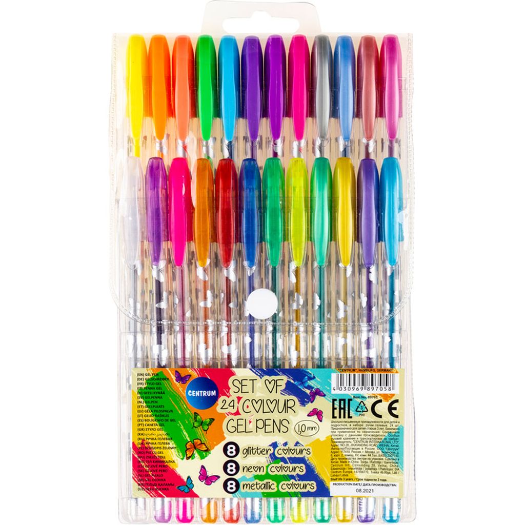 Set rolera u boji Centrum gel 1mm (metalic, neon, glitter)  u PVC vrećici 24/1 ...