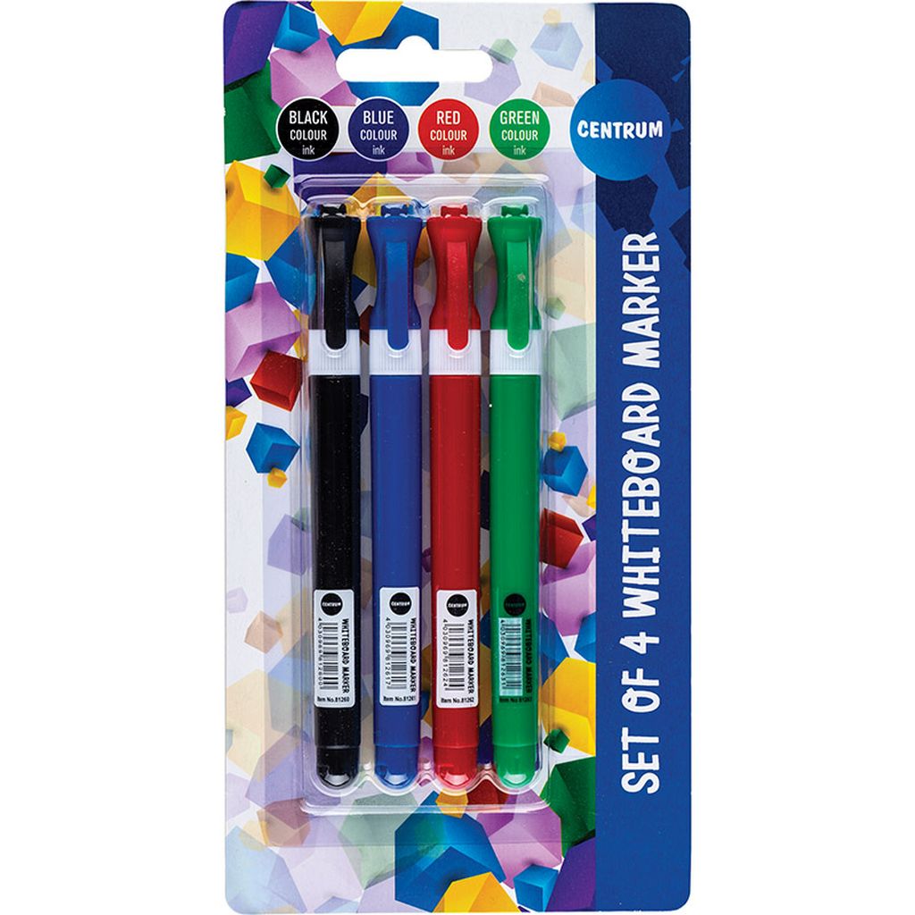 Set markera za bijelu ploču Centrum (crni, plavi, crveni, zeleni) 1-2mm 4 komad...