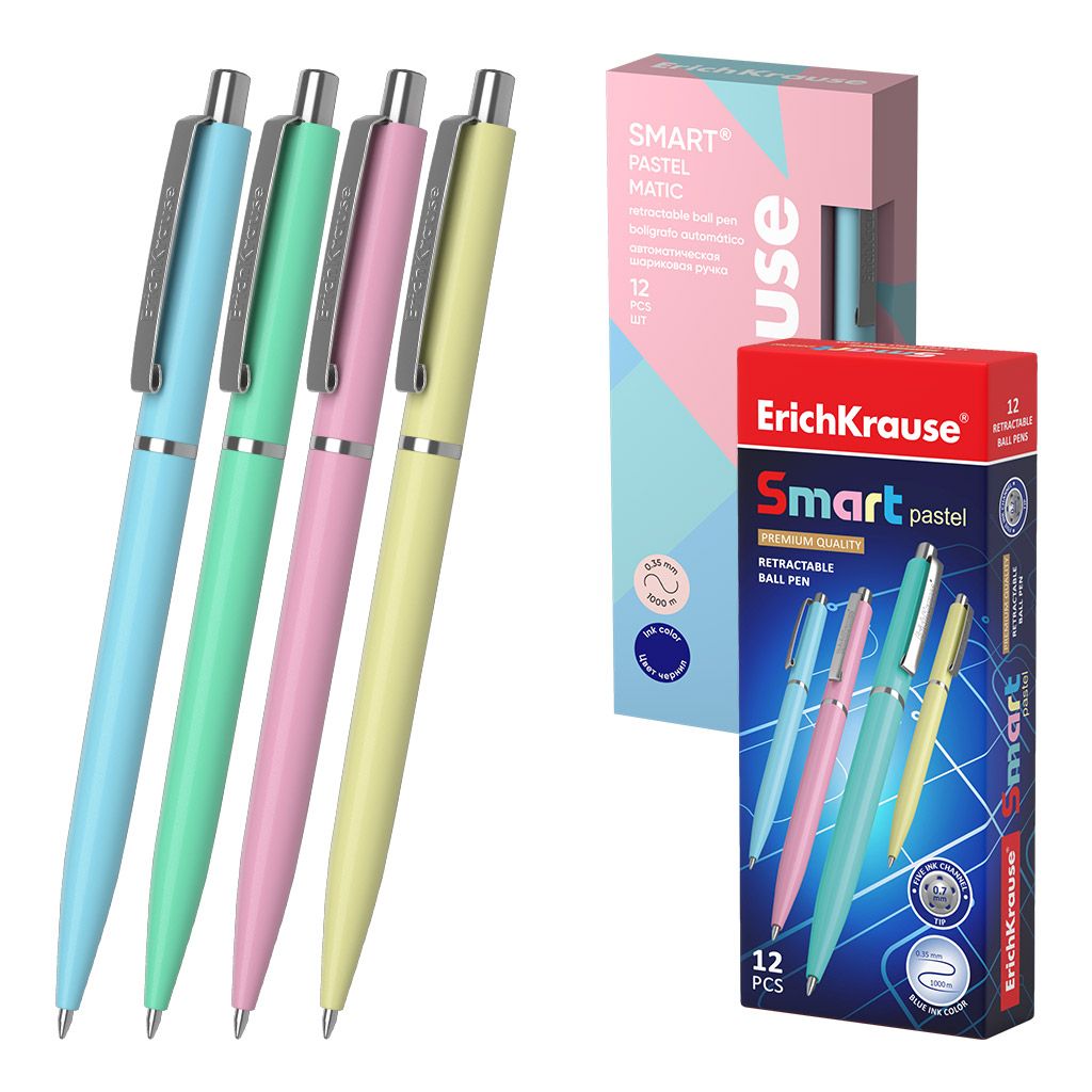 Kemijska olovka ErichKrause Smart Matic Pastel (0.7) plavi ispis sortirano 12/1