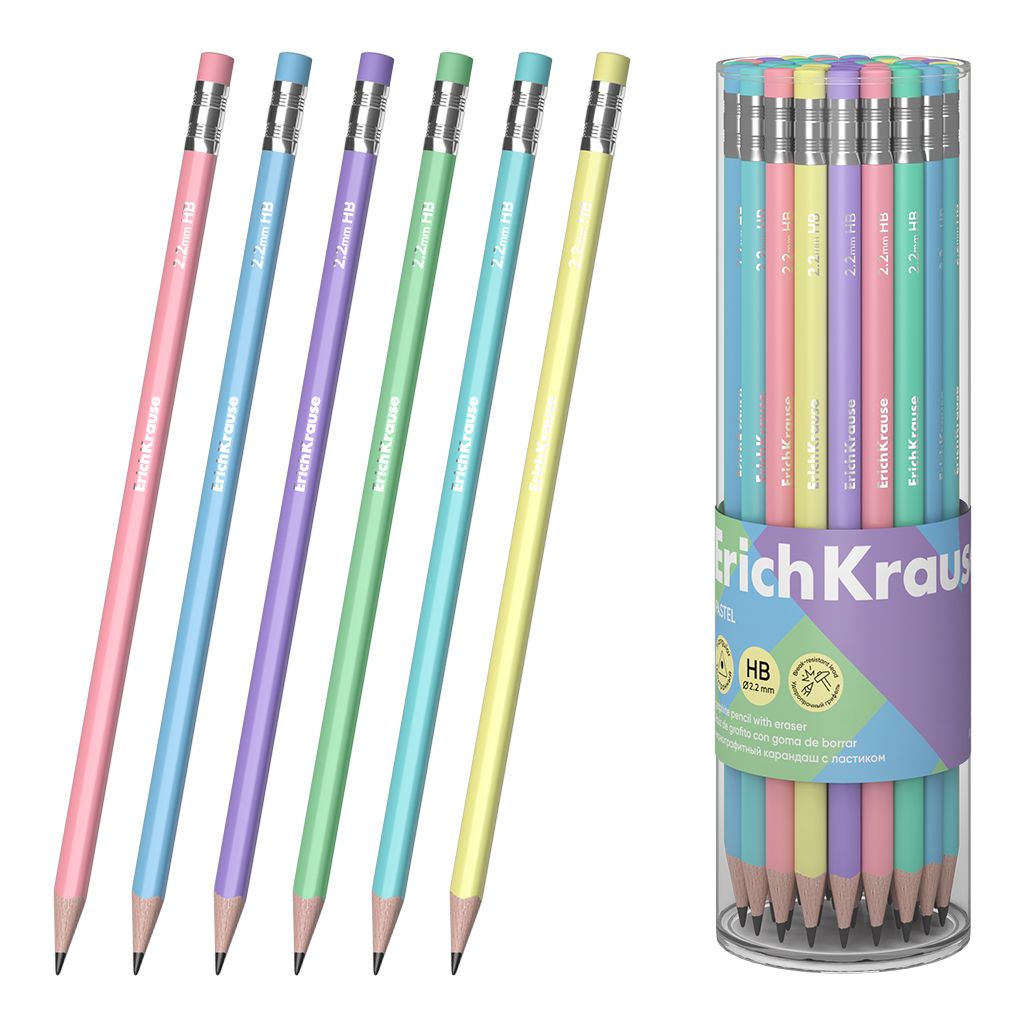 Olovka grafitna ErichKrause Pastel HB sa gumicom trokutasta sortirano 42/1