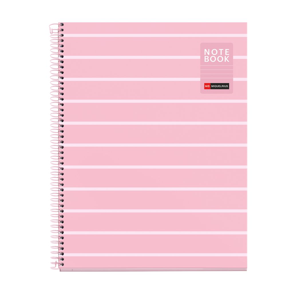 Kolegij blok Miquelrius A4 90g 80L spiralni crte Between the lines Pink MR4520