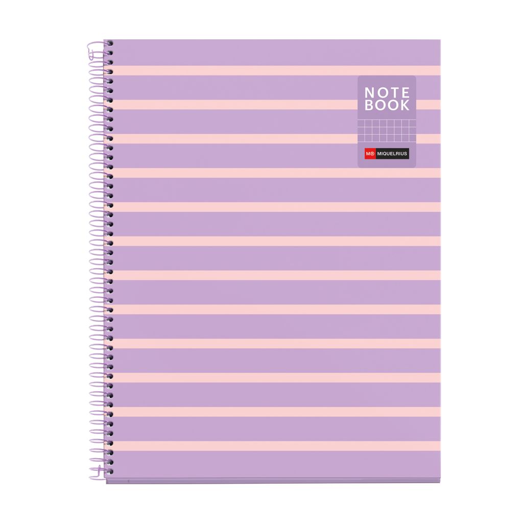 Kolegij blok Miquelrius A4 90g 80L spiralni kocke Between the lines Mauve MR4514